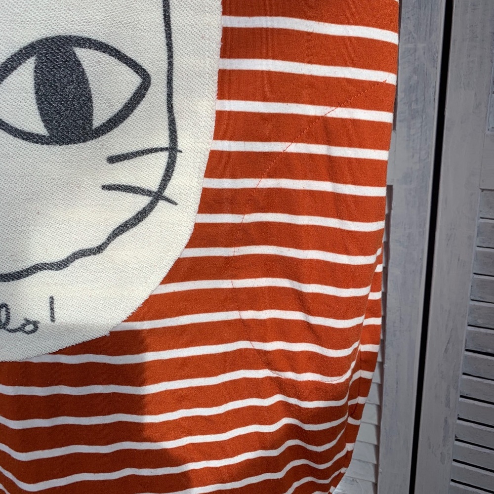 Oversized Shirt Orange w/ White Stripes & pockets - Picture 3 of 6